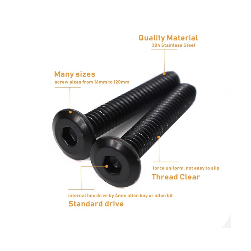 binifiMux 10pcs 1/4"-20 x 1-1/2" Black Rivet Countersunk Socket Cap