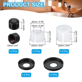 PATIKIL Skateboard Bushings, 90A PU Long-Board Truck Rebuild Kit Bushings Washers Pivot Cups for Outdoor Skateboard Parts, White