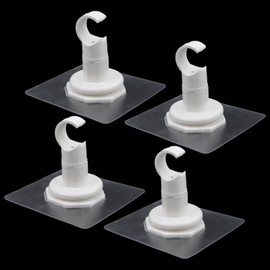 T Tulead 4PCS No Drill Curtain Rod Brackets Self Adhesive Curtain Rod Holder Brackets Adjustable Curtain Rod Hangers White Fit for Rod 24-28mm