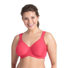 Miss Mary of Sweden Tshirt Bra for Women - Seamless Bra, Supportive Everyday Bra with Full Coverage, Comfortable and Breathable, Non-Padded Underwire Bra 38DD Coral