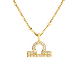 Brandlinger ® Zodiac Sign Necklace Women's 925 Silver Zodiac Sign Chain Necklace Women's Gold-Plated with 18 Carat Gold Jewellery for Women and Girls Chain Length Adjustable 45-50 cm, Sterling Silver