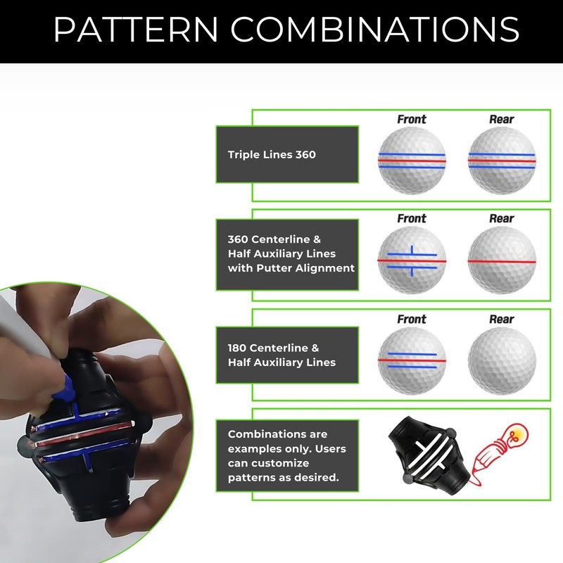 Aurum And Adorn Golf Ball Marker - 360-Degree Triple 3-Line