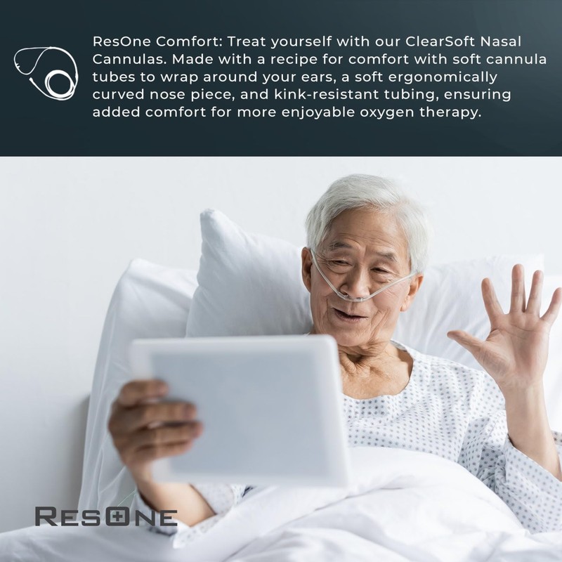 ResOne 2Ft Soft Adult Oxygen Nasal Cannula 1-Pack - Curved