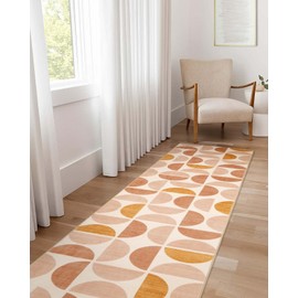 Lahome Boho Kitchen Runner Rug - 2X 8 Washable Runner Rug Non-Slip Bathroom Runner Rugs with Rubber Backing Ultra-Thin Geometric Carpet Runner for Hallways Laundry Bedroom,(2'x 8',Multi)