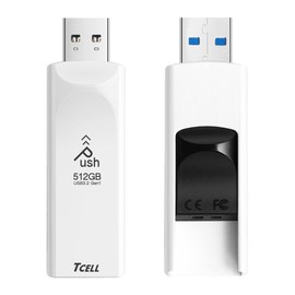 TCELL Push 512GB USB 3.2 Gen1(3.1/3.0) USB Stick Flash Drive Read Speed up to 100MB/s, Retractable Design Memory Stick, White