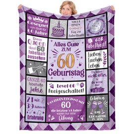 Einanmut 60th Birthday Woman Man Blanket Gifts for 60th Birthday Woman Man, 60th Birthday Decoration, 60th Birthday Woman, 60th Birthday Woman Man, Gift 60th Birthday Woman Blanket 157 x 132 cm