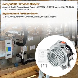 Fuabator HC21ZE121A Furnace Draft Inducer Motor Kit Compatible with Carrier & Bryant and Payne Furnaces, Replace HC21ZE121, J238-100-10108, J238-100-10108AT, 71582741