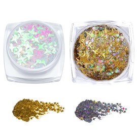 GXGM 2Stück Glitzer Haare Festival Glitzer Gesicht Mermaid Sequins Körperglitzer Chunky Face Body Glitzer Gesichtsglitzer Glitzer Schminke Glitter Makeup Glitzer Körper für Party