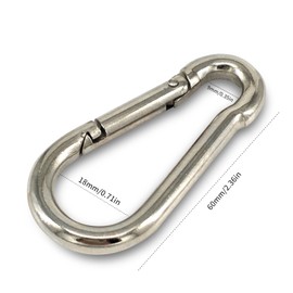 Premium Stainless Steel Spring Snap Carabiner Hooks - 304 Steel Clips, 6-Pack