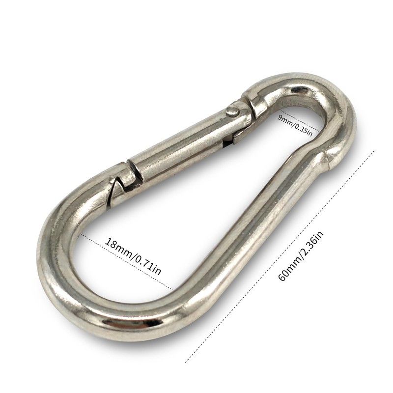 Premium Stainless Steel Spring Snap Carabiner Hooks - 304 Steel