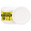 Zuvo Disposable Plates 50 Pack - 100% Compostable White Paper