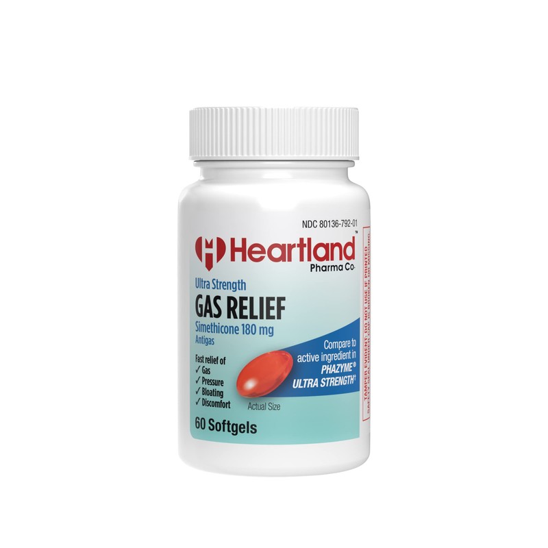 Heartland Pharma Gas Relief Simethicone 180mg Softgels - Ultra Strength