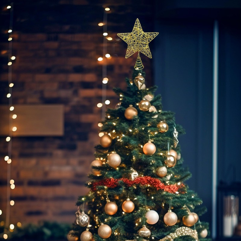 Christmas Tree Topper, Gold Glitter Star for Christmas Tree, Christmas