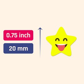 600 Pieces, 3/4 inch - Star Stickers for Kids Reward, Happy Smiling Faces - 10 Designs