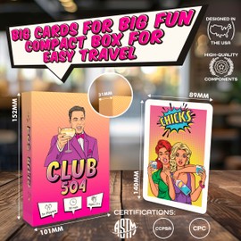 Club 504 - A New Twist on King’s Cup | Pop-Art Style Drinking Card Game for Adults | Waterproof Cards for Game Night, 21st Birthday, and Fun Party Games with Friends