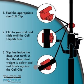 Cal Coast Cali Clip Drop Shot Weight and Hook Holder — Molded Plastic Drop Shot Keeper to Prevent Line Snagging — Includes a Fishing Hook Keeper That can Hold Lures — 3 Sizes (Multicolor)