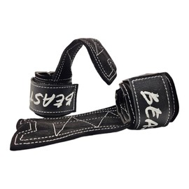 IRONKING Strap Par Muñequeras, Correas Levantamiento De Pesas Gym Callera de Piel Crossfit Mujer (blanco)