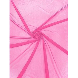 New Creations Fabric & Foam Inc, 58/60" Wide Solid Stretch Power Mesh Fabric Spandex/Sheer See-Though/Sold by The Yard. (3 Yards, Neon Hot Pink)