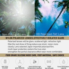 JULI Sports Polarized Sunglasses for Men Women Tr90 Rimless Frame for Running Fishing Golf Surf Driving(Green)