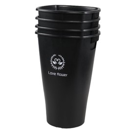 Neadas 4 Packs 15.7 Inch Hight Wake Up Flower Buckets, Plastic Floral Bucket, Flower Holder Buckets, Black
