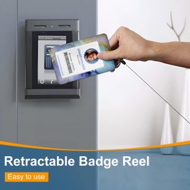 Plifal Badge Holder with Retractable Reel, Marble ID Name Tag Work Badge Clip Cyan Heavy Duty Vertical Card Protector Cover Case for Work Office Nurse Medical Student Teacher Women