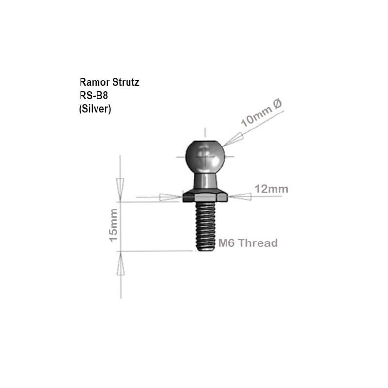 Ramor Strutz Four Stainless Steel Ball Stud Bolts for Gas