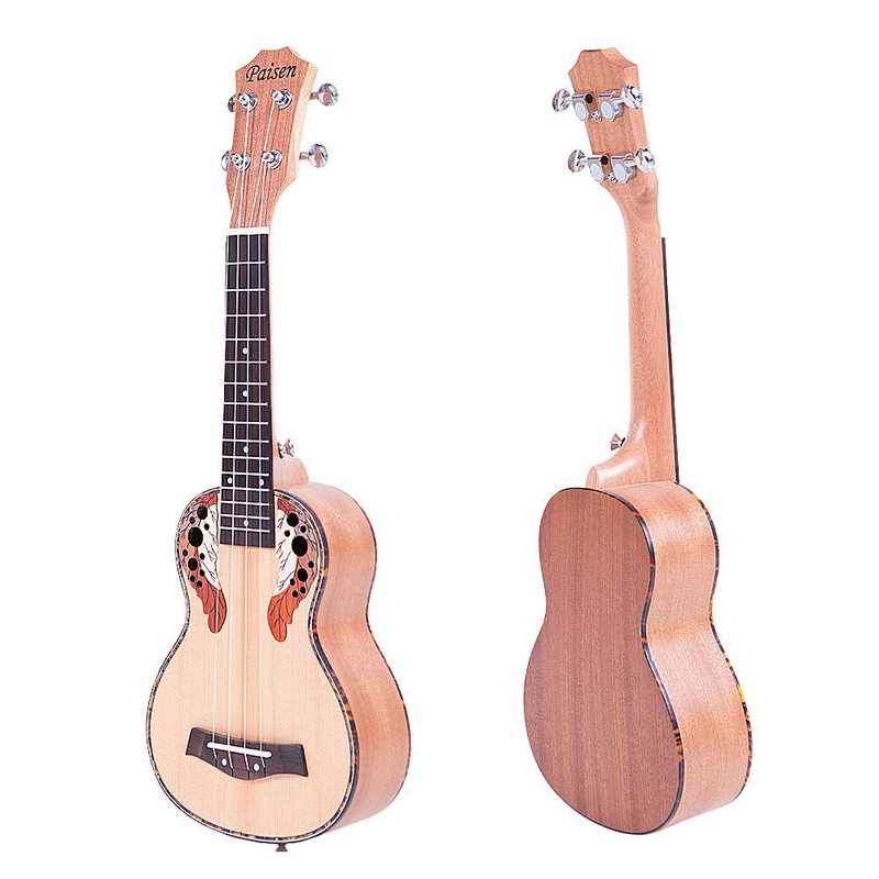 Paisen Soprano Ukulele 21 inch Hawaii Spruce Ukuleles with Tuner