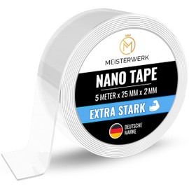 MEISTERWERK - Double-Sided Nano Tape [Extra Strong] - Glue-Free & Traceless Thanks to Gecko Effect I Non-Slip - Washable & Reusable