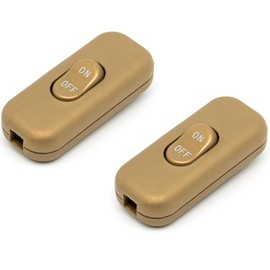 Surf turtle Inline Cord Switch 2-Pack Light Brown Button,Rated 6A 250V On/Off Electrical Wire Appliance Rocker Switches,for Bedroom Table Lamp Desk LED Lights