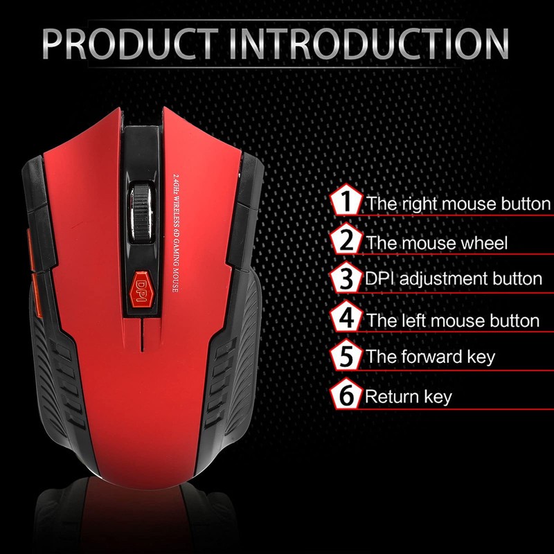 Archuu Mechanical Gaming 2.4G Mouse, 1000/1200/1600 3-Speed DPI Ergonomic Mouse