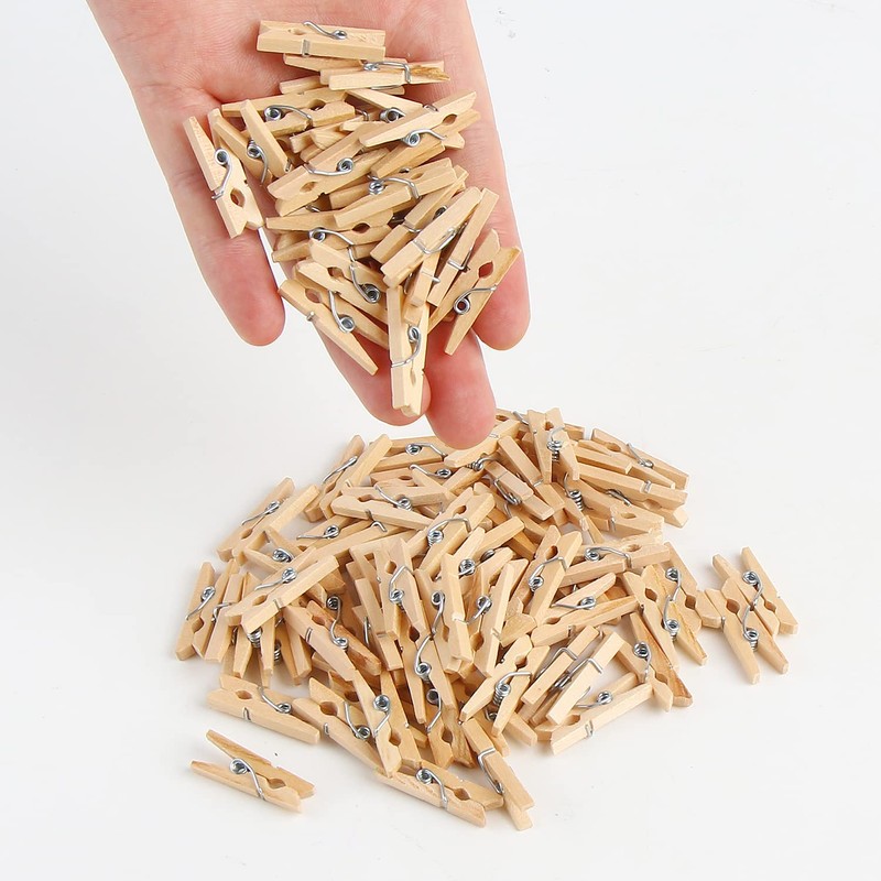 DERAYEE Pack of 100 Wooden Pegs, Clothes Pegs, Small, for