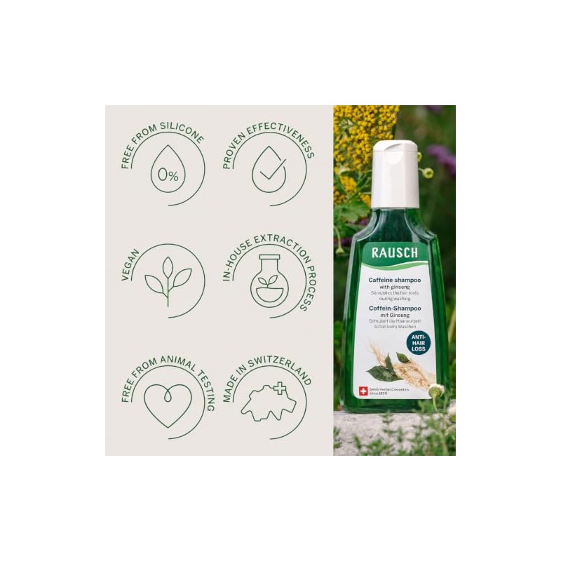 Rausch Caffeine Shampoo with Ginseng 200ml - Relief for Hair