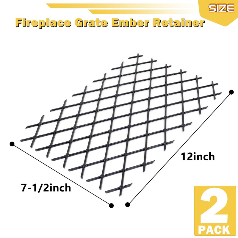 Powrocket 2 Pack Fireplace Grate Ember Retainer 12 x 7.5