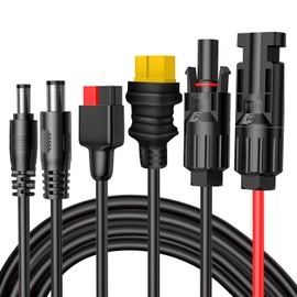 Universal 4-in-1 Solar Connector Kit, 16 AWG to Anderson XT60 DC7909 DC5521 Solar Extension Cable Solar Adapter Cable Compatable for Solar Panel & Most Solar Power Staion (2M/6.6Ft)
