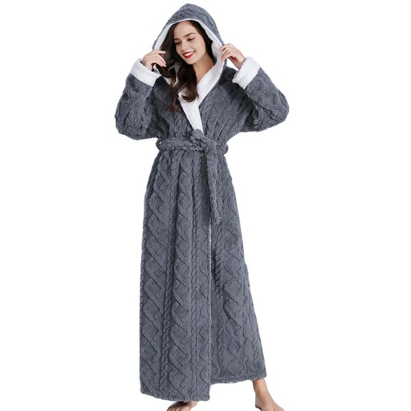 Daiwor Kout Plush Robe for Women Floor Length Winter Warm