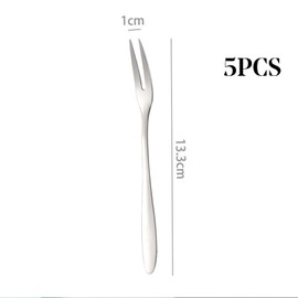 5pcs Fruit Forks Salad-304 Stainless Steel Tasting Appetizer Cocktail Forks 13.3cm with Recyclable Box