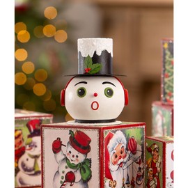 Bethany Lowe Vintage Surprised Snowman Container 4.25" TF3276