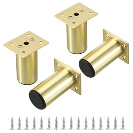 Sumnacon 4PCS Aluminium Alloy Furniture Legs - Round Adjustable Sofa Legs Furniture Cabinet Legs, 3 Inch Funiture Feet for Cabinet Desk Table Chair Sofa Bed, Gold