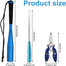 Kettion 3 Sets Fishing Fish Killer Fishing Pliers Hook Remover Dead Bat Fishing Pliers Snap Ring Pliers Fish Duster Small Set Billet Fish Split Ring Pliers Stainless Steel Fishing Pike Fishing