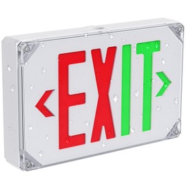 SASELUX Wet Location Exit Sign,Exterior Weatherproof LED Exit Light with Battery Backup,Switchable Red/Green Colors,Double Sided Emergency exit sign,Outdoor Waterproof Hardwired Emergency Exit Light,120V/277VAC,UL Listed(1 Pack)