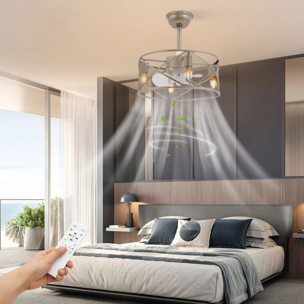 18inch 6 Speeds Ceiling Fan with Lights 4*E26 Chandelier w/
