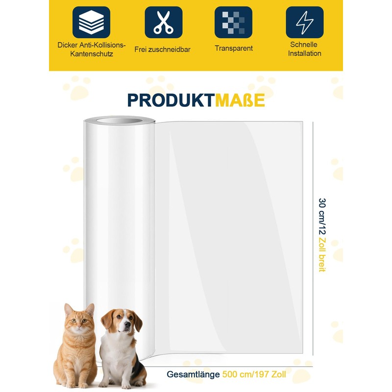 Sofa Scratch Protector 30cm x 500cm - Extra Long Clear