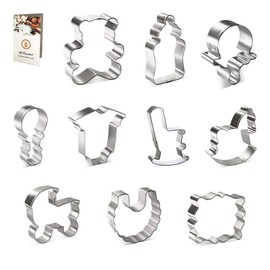 Baby Shower Cookie Cutter 10 Piece Set HS0444 - Recipe Card, Pacifier, Rocking Chair, Bib & Bottle