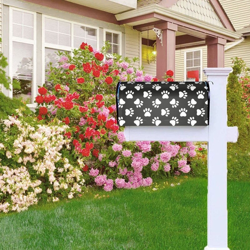 Duduho Dogs Animal Paws Print Mailbox Cover Magnetic Mailbox Wraps