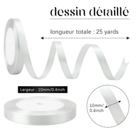 10mm Sliver Ribbon 22m Sliver Satin Ribbon Silver Ribbon for Gift Wrapping 1cm Silver Ribbon for Christmas Tree Wedding Car Ribbon Silver Ribbon for Balloons Wedding Ribbon for Car Bouquet Ribbon