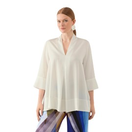 Ulla Popken Women's Goblet Collar Tunic, Snow white