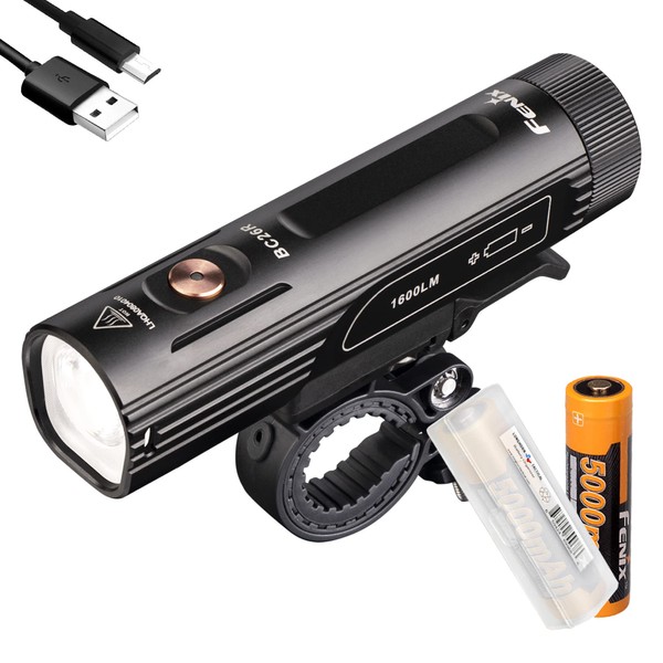 Fenix BC26R Rechargeable Bike Light, 1600 Lumens Super Bright with Dual Batteries and LumenTac Battery Organizer
