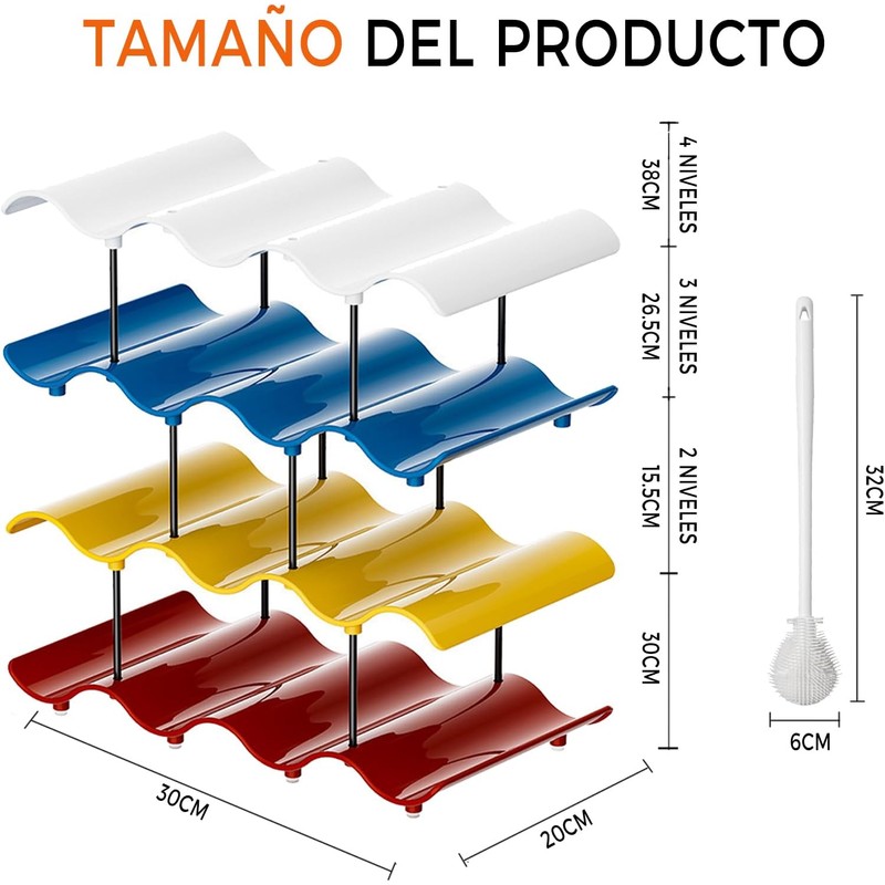 Organizador de Botellas Apilable para 14 Botellas, Soporte para Botellas,