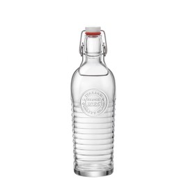 Bormioli Rocco Officina Water Bottle | 37.25 oz, Italian Glass Pitcher | Airtight Seal & Metal Clamp | Easy To Carry Handle, Dishwasher Safe & Eco-Friendly | Safe For Infused & Carbonated Drinks