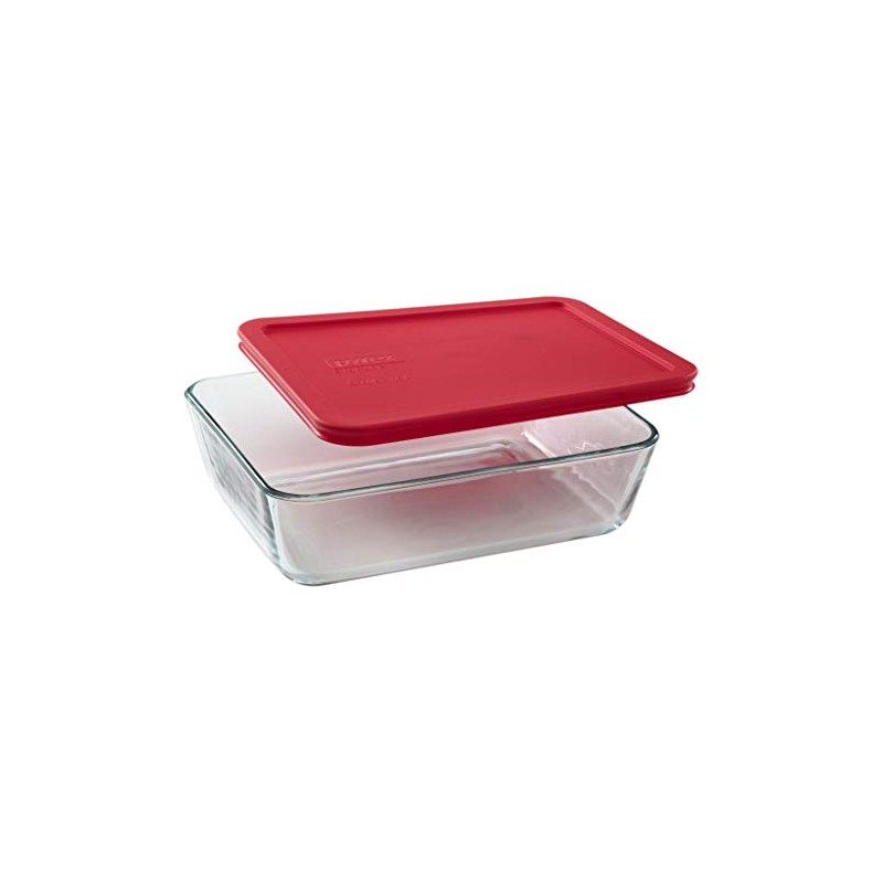 PYREX Containers Simply Store 6-cup Rectangular Glass Food Storage Red